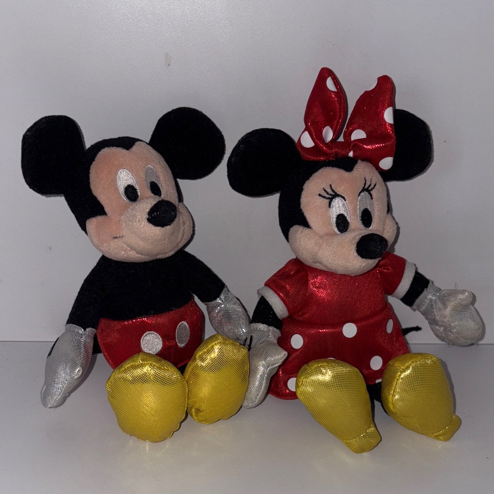 Pair of Ty Beanie Babies Disney "Sparkle" Mickey & Minnie Mouse